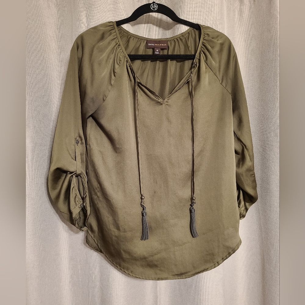 Dana Buchman Dark Green Long Sleeve Blouse